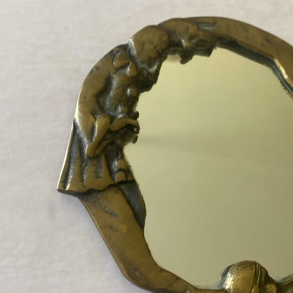 Vintage Gold Handheld Mirror Wall Decor